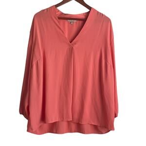 Appraisal Women Top 2X Peach Flowy High Low Hem Fairy‎ Pastel Office Travel